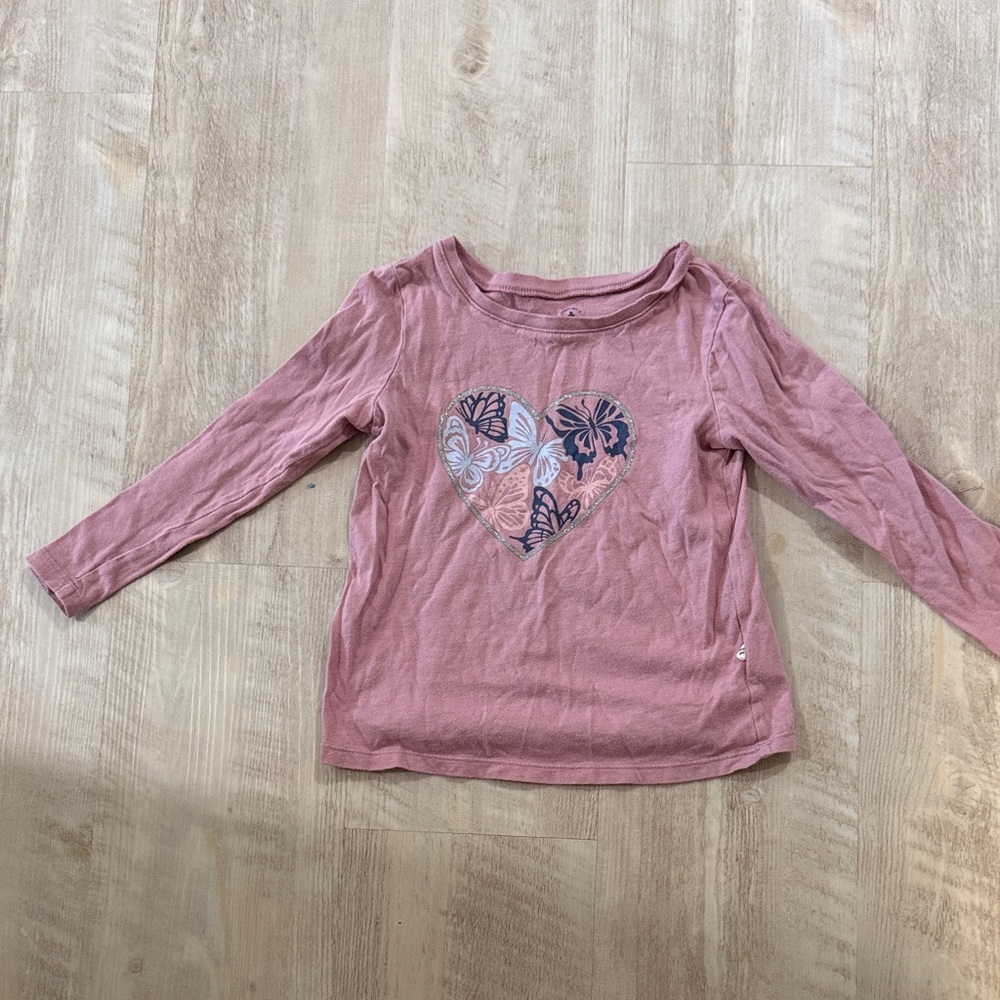 GAP Dusty Pink Long-Sleeve Heart Graphic Tee